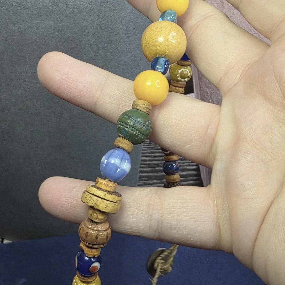Colorful Mixed Media Beaded Wood Necklace 913 - Picture 3 of 6